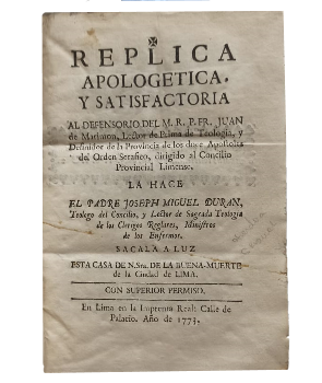 Replica Apologetica y Satisfactoria