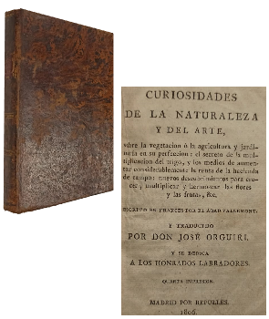 Curiosidades de la Naturaleza y del Arte, Sobre la VegetaciÃ³n Ã³ la Agricultura y JardinerÃ­a